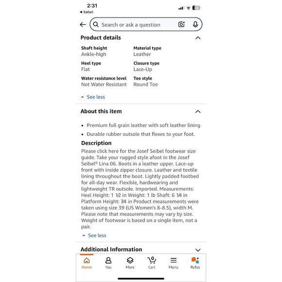 Josef Seibel Lina 06 black leather boot with faux fur lining. Size 6 Comfort - Picture 8 of 9